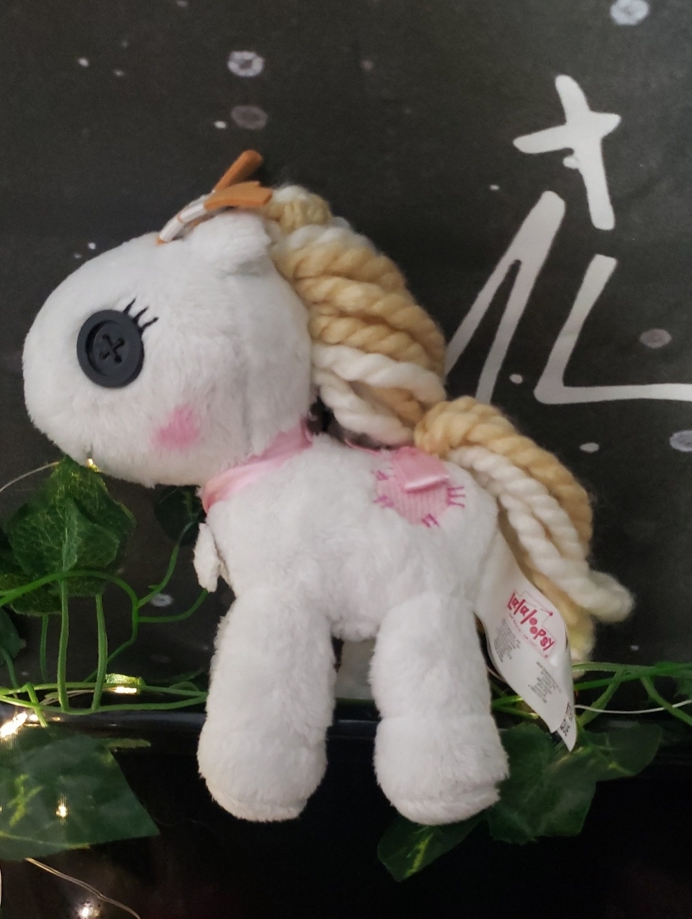 Plush White Unicorn Small Pet Toy with Blonde Mane